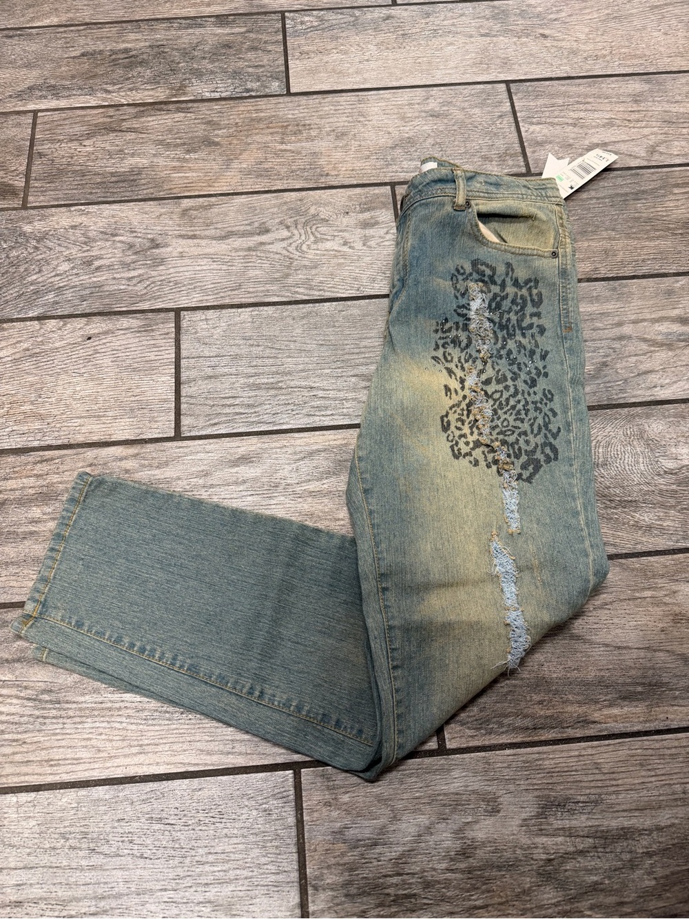 Bongo Girls Stretch Distressed Denim Leggings New With Tags Size 14 1/2